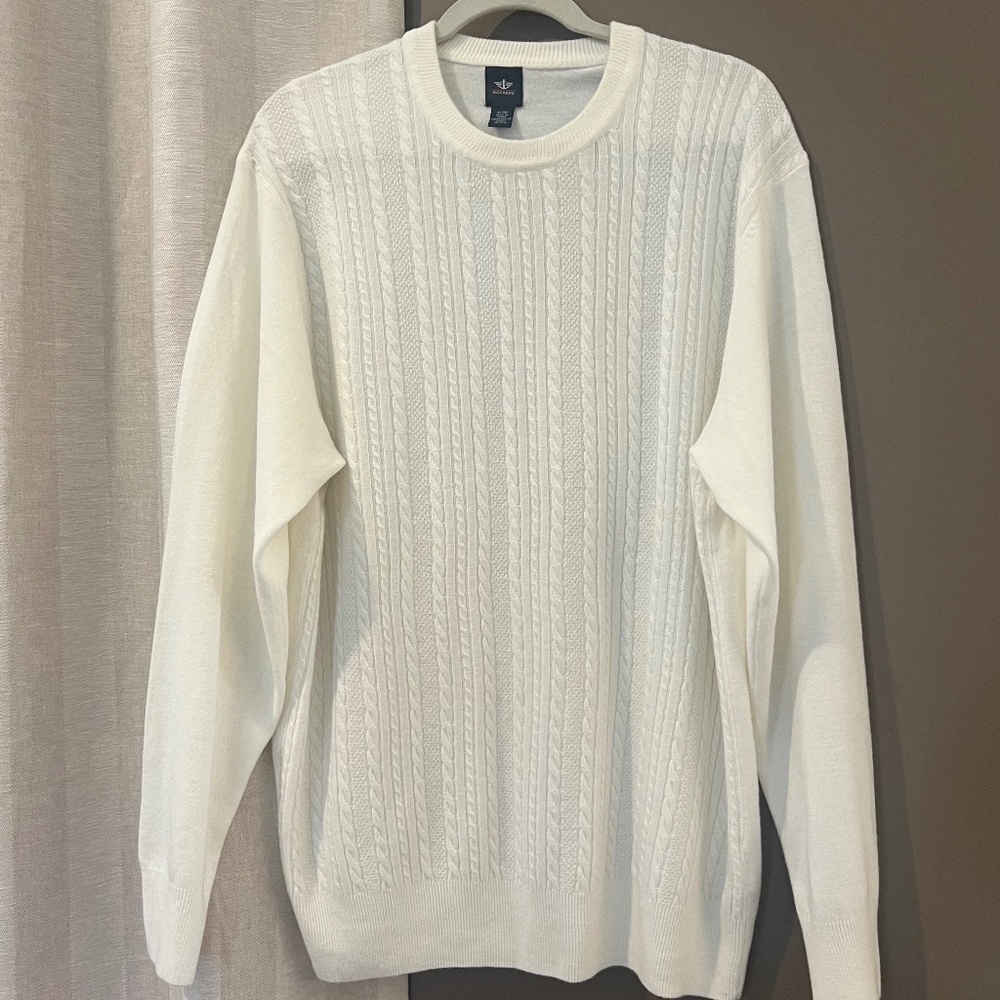 Men's Dockers Cream Cable Stitch Sweater, Long Sleeve, Size XL